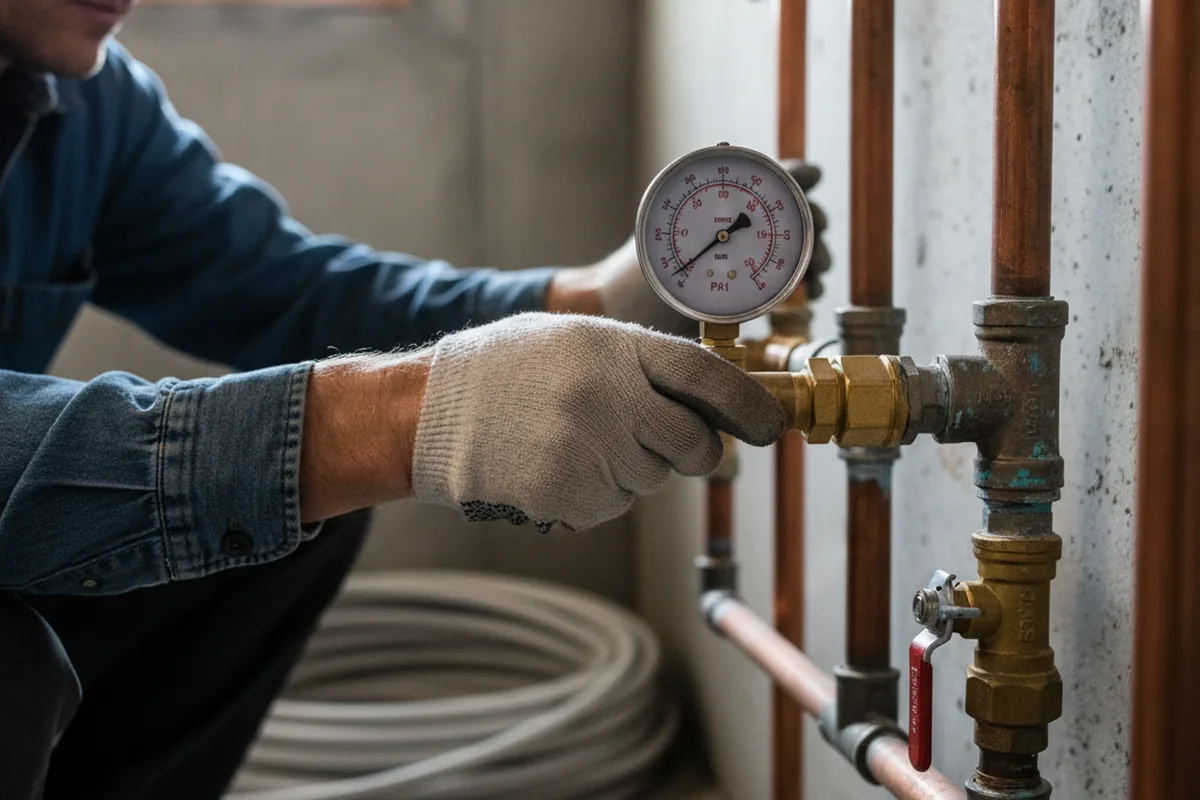 Pressure testing a repaired line during Water Line Repair in Center Line